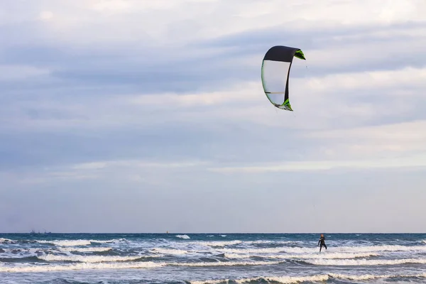 Kitesurfing on a Lady\'s Mile beach, Limassol, Cyprus