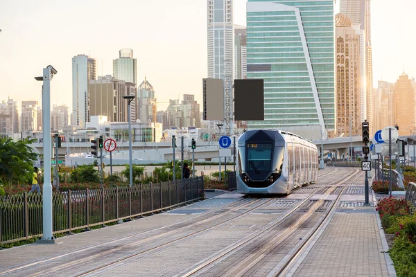 New modern tram in Dubai, UAE