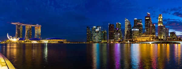 SINGAPORE - APRIL 15: Singapore city skyline and Marina Bay on A