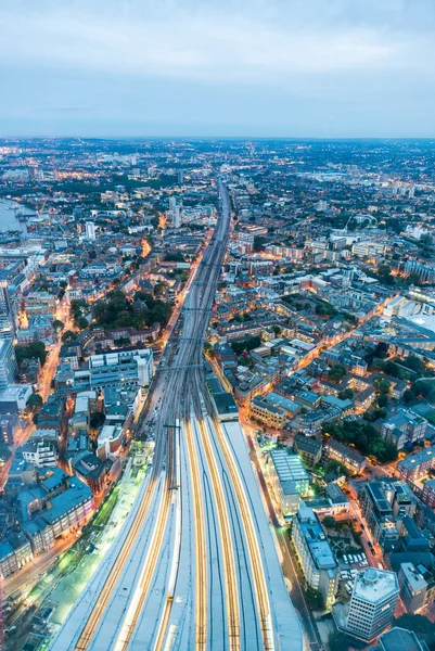 Aerial view of London railway station