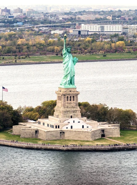 Helicopter view of Statue of Liberty, New York City - NY - USA