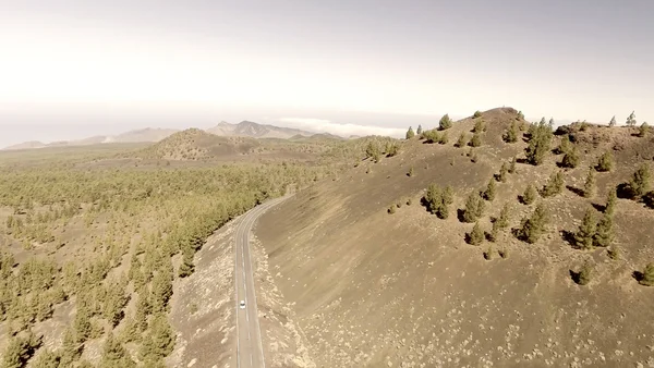 Aerial view of mountain windy road