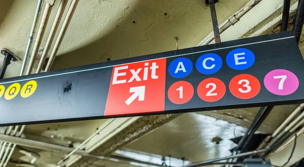 Exit and lines signs in New York CIty subway