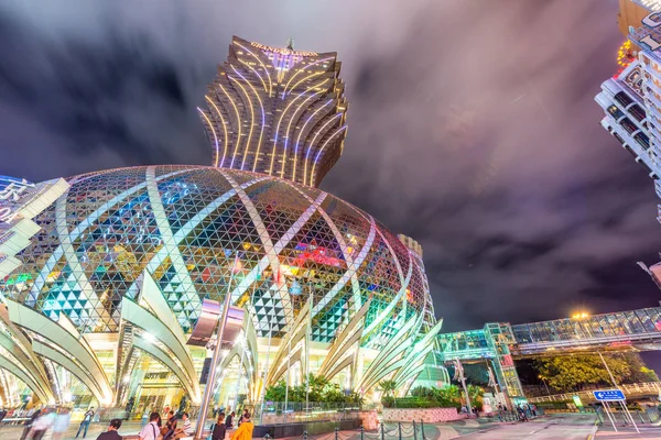MACAU, CHINA - APRIL 2014: City skyline with casinos lights at n