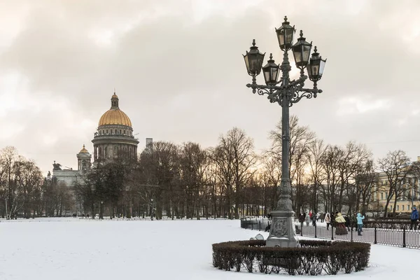 Saint Isaac cathedral in St Petersburg in the early winter morni