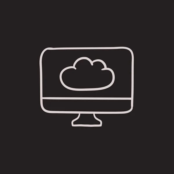 Cloud computing sketch icon.