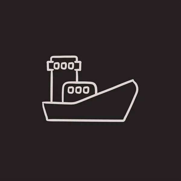 Cargo container ship sketch icon.