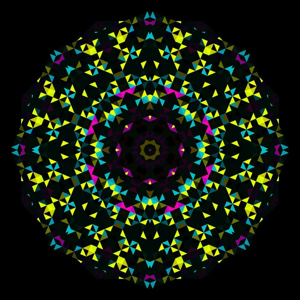 Abstract Geometric Bright Kaleidoscope Pattern. Round Flower Ornament