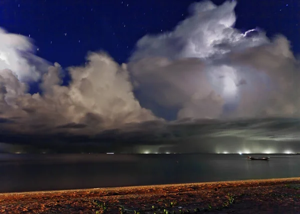 Lightning above the sea. Thailand