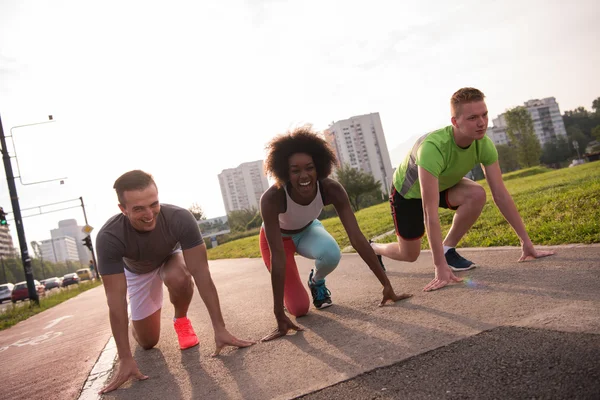 Multiethnic group of people on the jogging