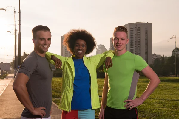 Portrait multiethnic group of people on the jogging