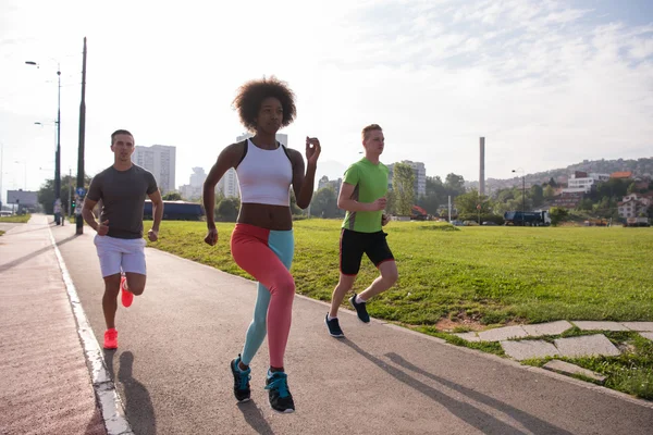 Multiethnic group of people on the jogging