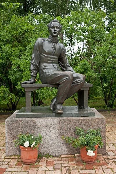 Russia, Penza region - July 8 2016: Monument to the famous russian poet M. Lermontov in his family estate (now museum) \