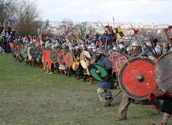 Unidentified participants of Rekawka - Polish tradition, celebrated in Krakow on Tuesday after Easter. Currently has the character of festival historical reconstruction