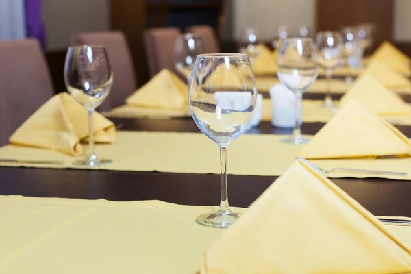 Yellow Restaurant table setting with wine glass 7