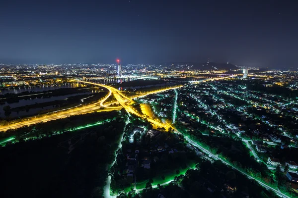 Vienna at  night  with city lights