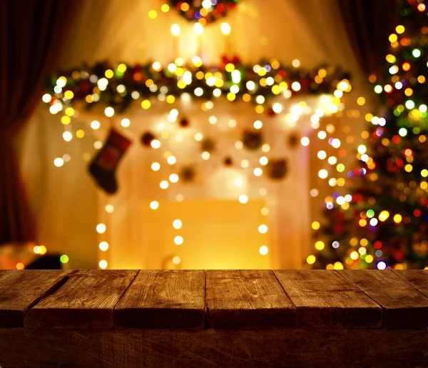 Christmas Kitchen Wood Table, Holiday Night Lights, Wooden Desk