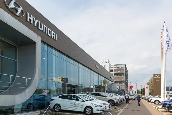 Khimki, Russia - September 12.2016. Car Dealer to sell cars Hyunday