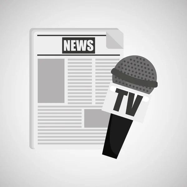 News paper microphone tv icon