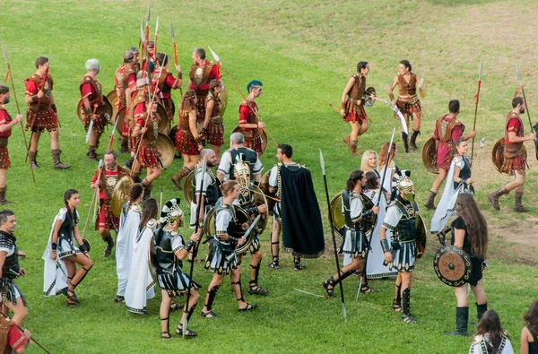 Roman soldiers legionaries at the festival \