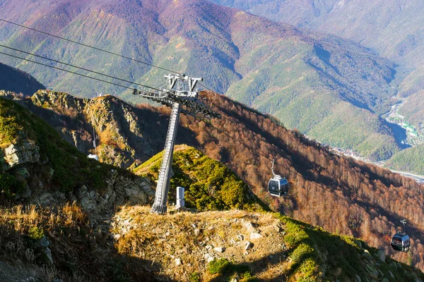 Funicular railway in ski resort Krasnaya Polyana, Sochi