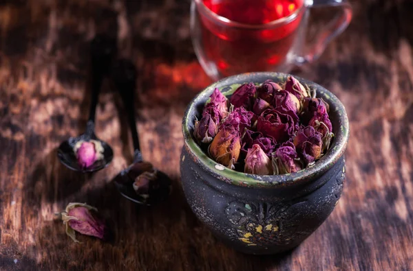 Dried flowers roses and flower tea