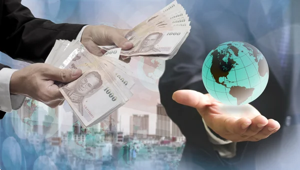 World economics concept, Thai money in hand