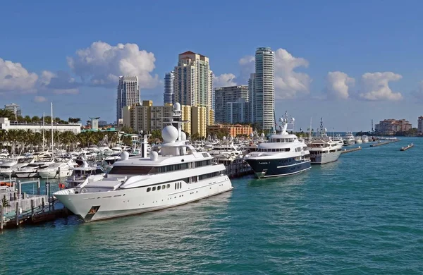 Mega Yachts Moored at Miami Beach Marina
