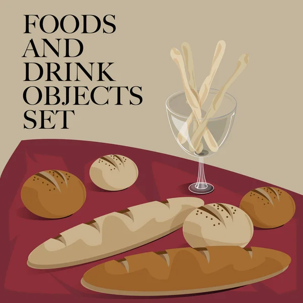 Food & drink set bread graphic  design objects