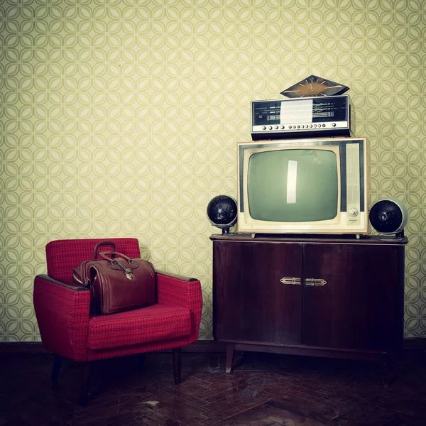 Old room with retro tv