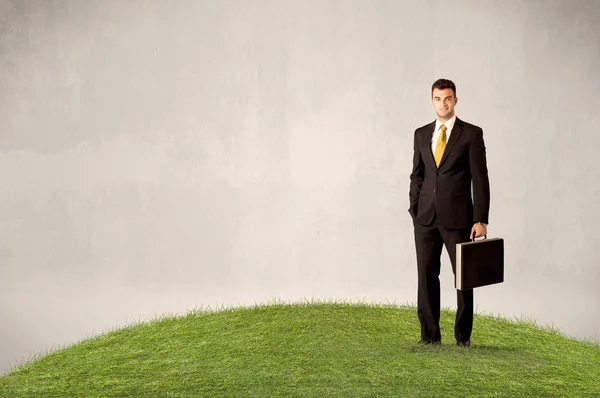 Man standing in front of city landscape