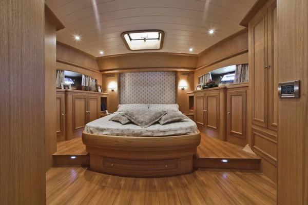 Italy, Lazio, Fiumicino, Morgan 70\' Lobster luxury yacht, bow master bedroom