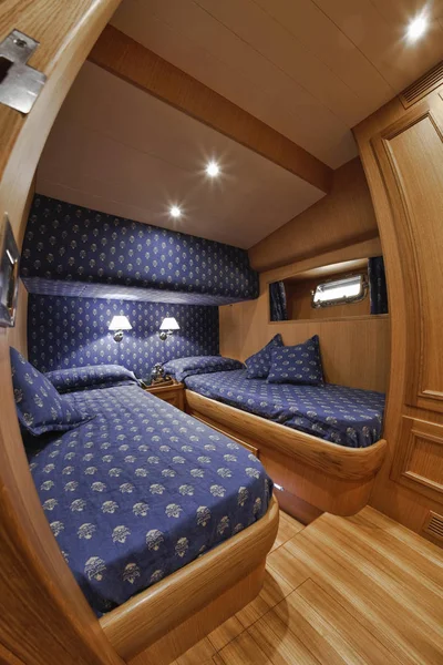 Italy, Lazio, Fiumicino, Morgan 70\' Lobster luxury yacht, guests bedroom