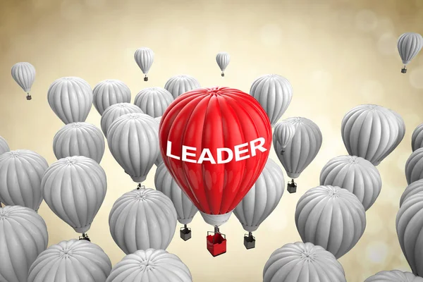 Leadership concept with red hot air balloon