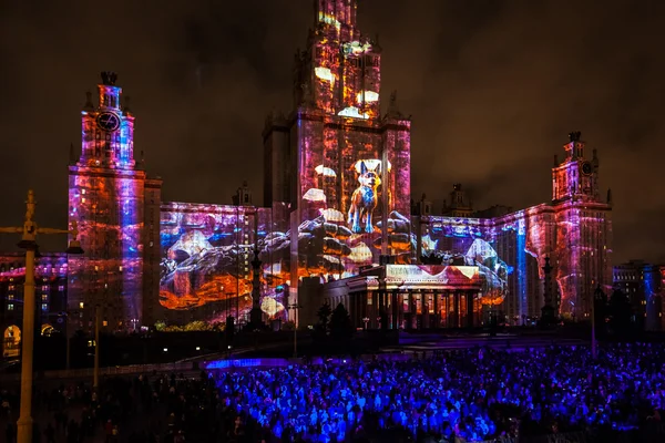 Moscow International Festival Circle of light. 3D mapping show on Moscow State University