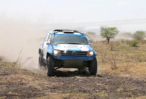 Front view close-up of Racing blue and white VW Amarok twin cab