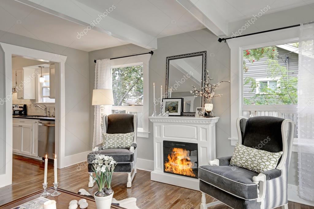 Zwart wit interieur van luxe woonkamer — stockfoto © iriana88w ... Interieur white woonkamer