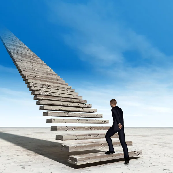 man climbing stair