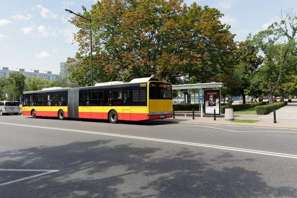 Public bus at the bus stop in Warsaw