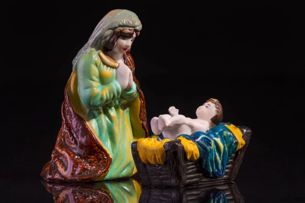 Christmas scene with Jesus and Mary