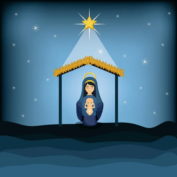 Mary and baby jesus cartoon design