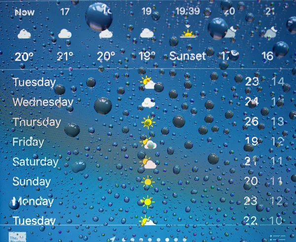 IPhone 7 Plus waterproof weekly weather forecast on display