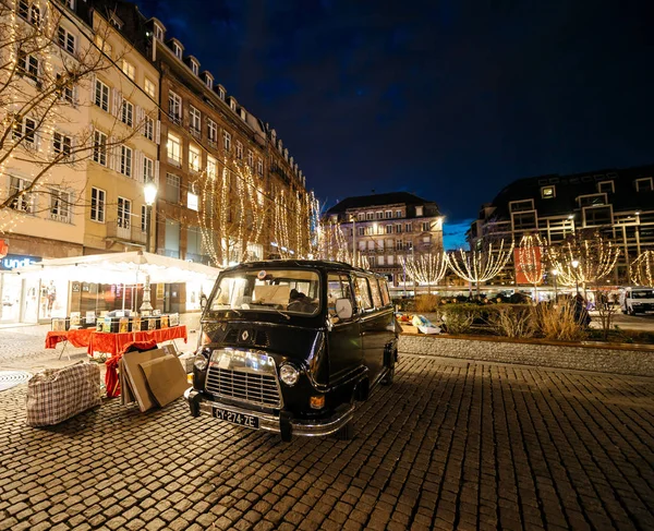 Mobile antiques book store with old Renault van in Strasbourg