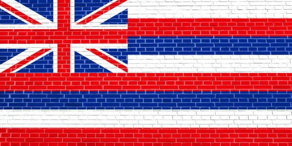 Flag of Hawaii on brick wall texture background