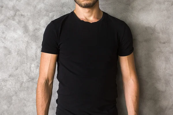 Man in black shirt closeup