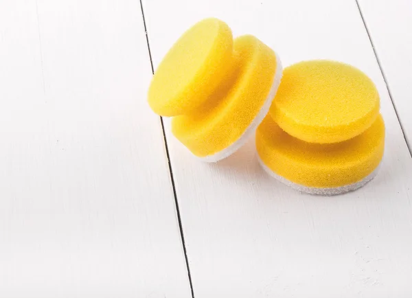 Yellow sponges for washing dishes