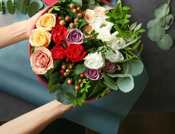Floral arrangement in box