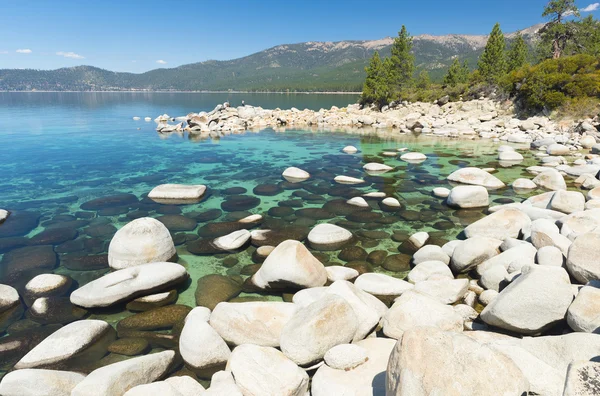 Beautiful boulders and crystal clear water of the lake Tahoe