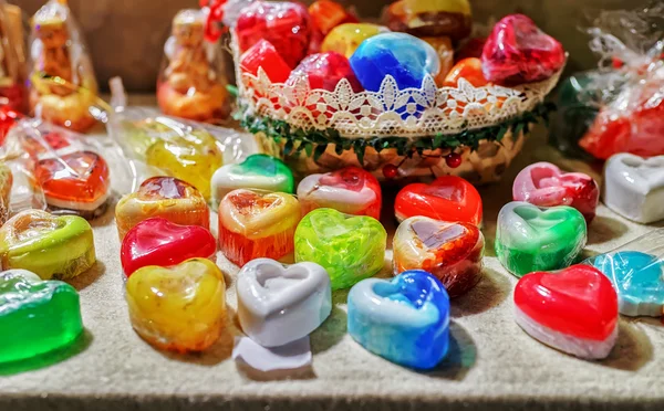 Festive handmade soap at Christmas market in Riga