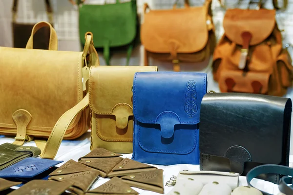 Handmade leather bags in the Vilnius Christmas market